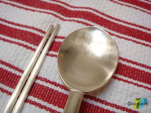 cleaned silver spoon and chopstick