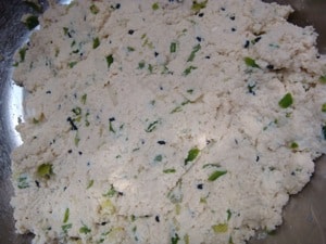 Tofu scallion and black sesame seeds mixed