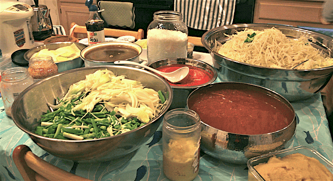 Kimchi ingredients on a table