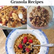 three bowls of different granolas