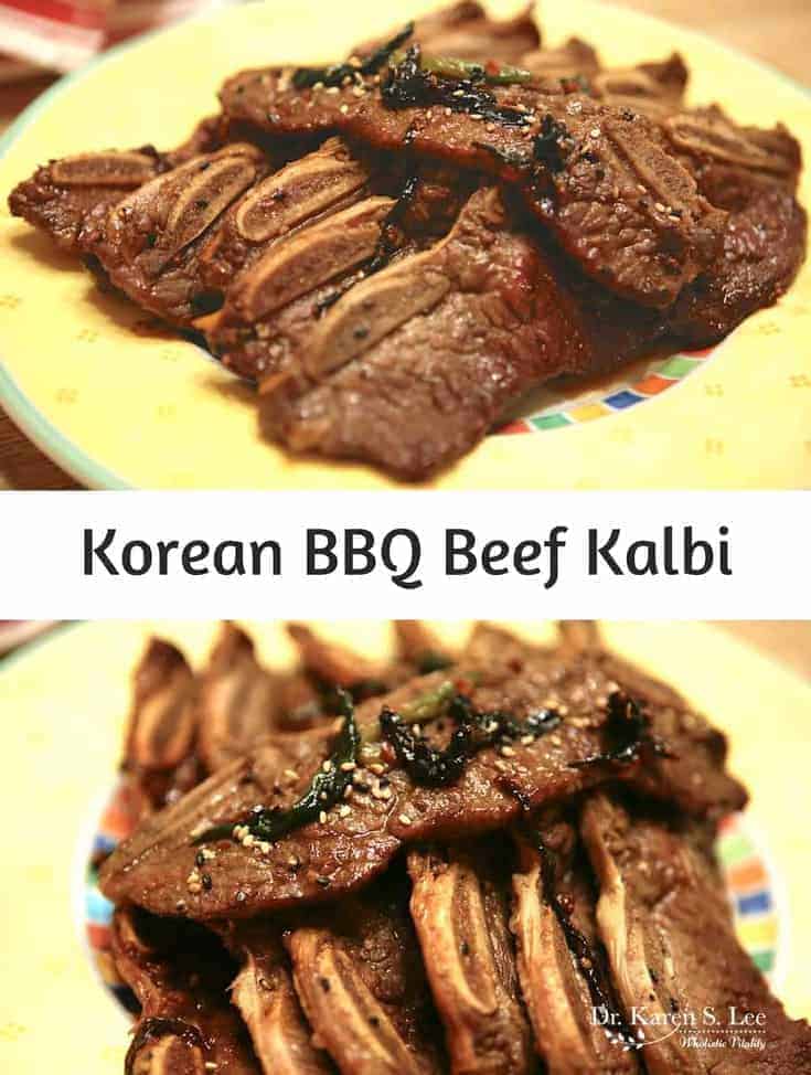 Korean BBQ Beef Kalbi on yellow plate