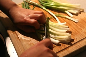 Cut scallions about 3 inches in length
