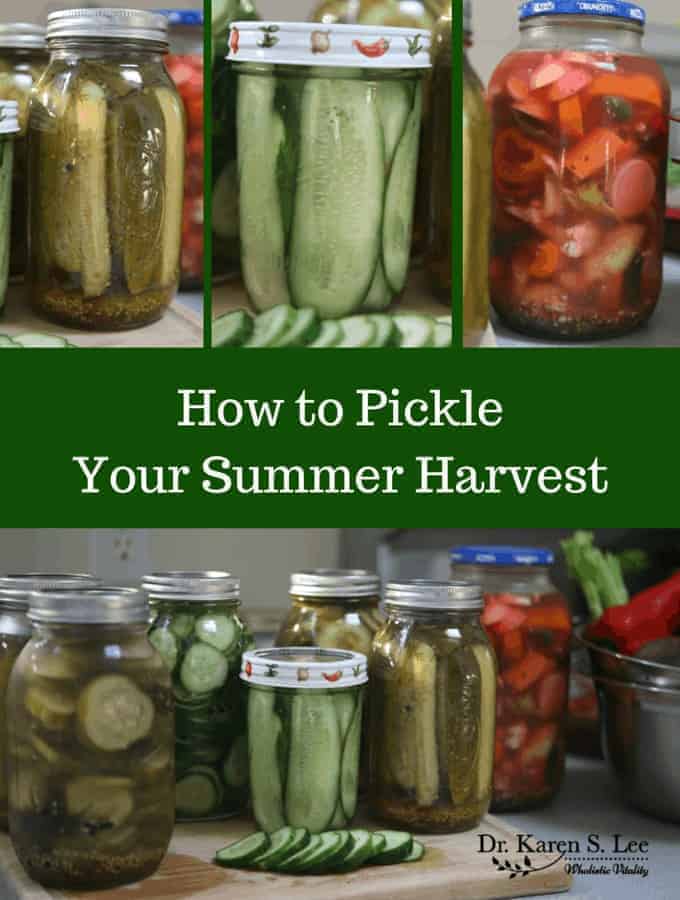 Mason jars of pickled cucumbers and vegetables