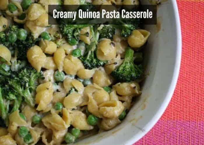 Creamy Veggie Quinoa Pasta in white bowl