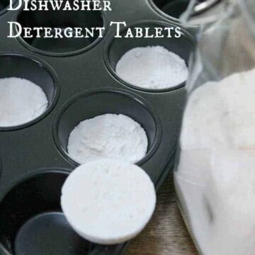 dishwasher detergent tablets in a cupcake pan