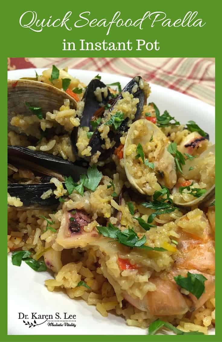 Seafood Paella in white bowl