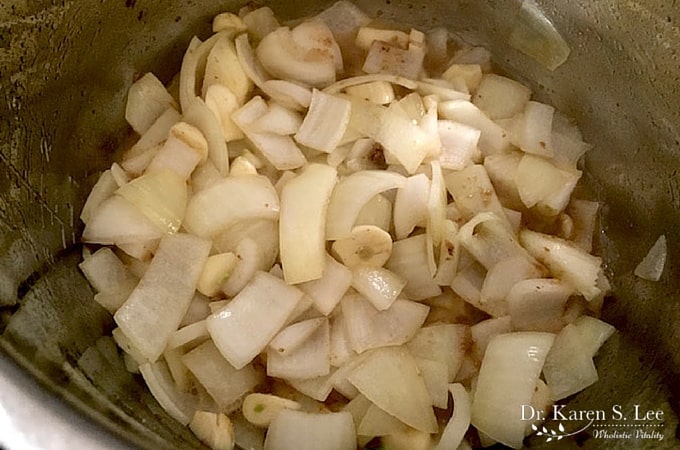 onions and garlic sautéing in instant pot