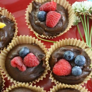 Chocolate Cheesecake cups with fruit toppings