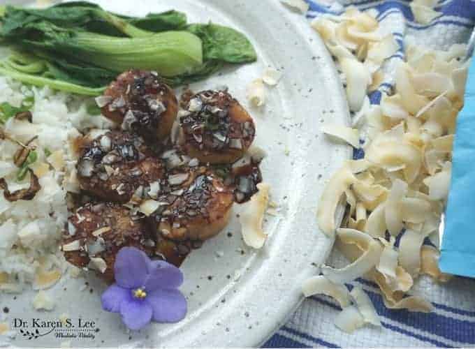 Toasted Coconut Teriyaki Scallops 