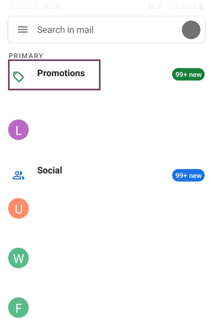 Open Gmail, navigate to the promotions inbox.