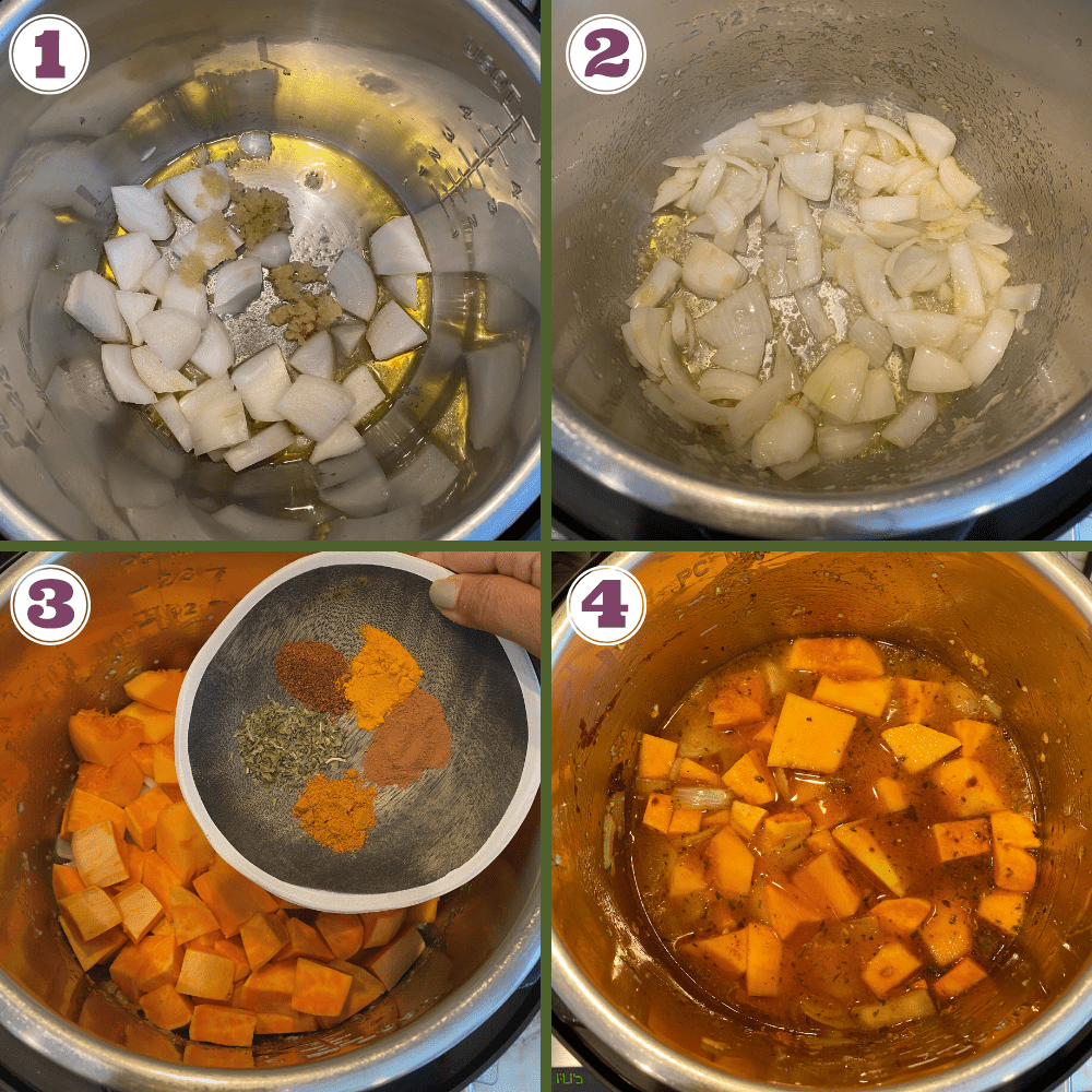 butternut squash soup steps 1-4